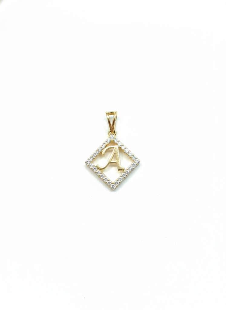 Luxury 14k Gold Real Diamond Initial 'a' Pendant