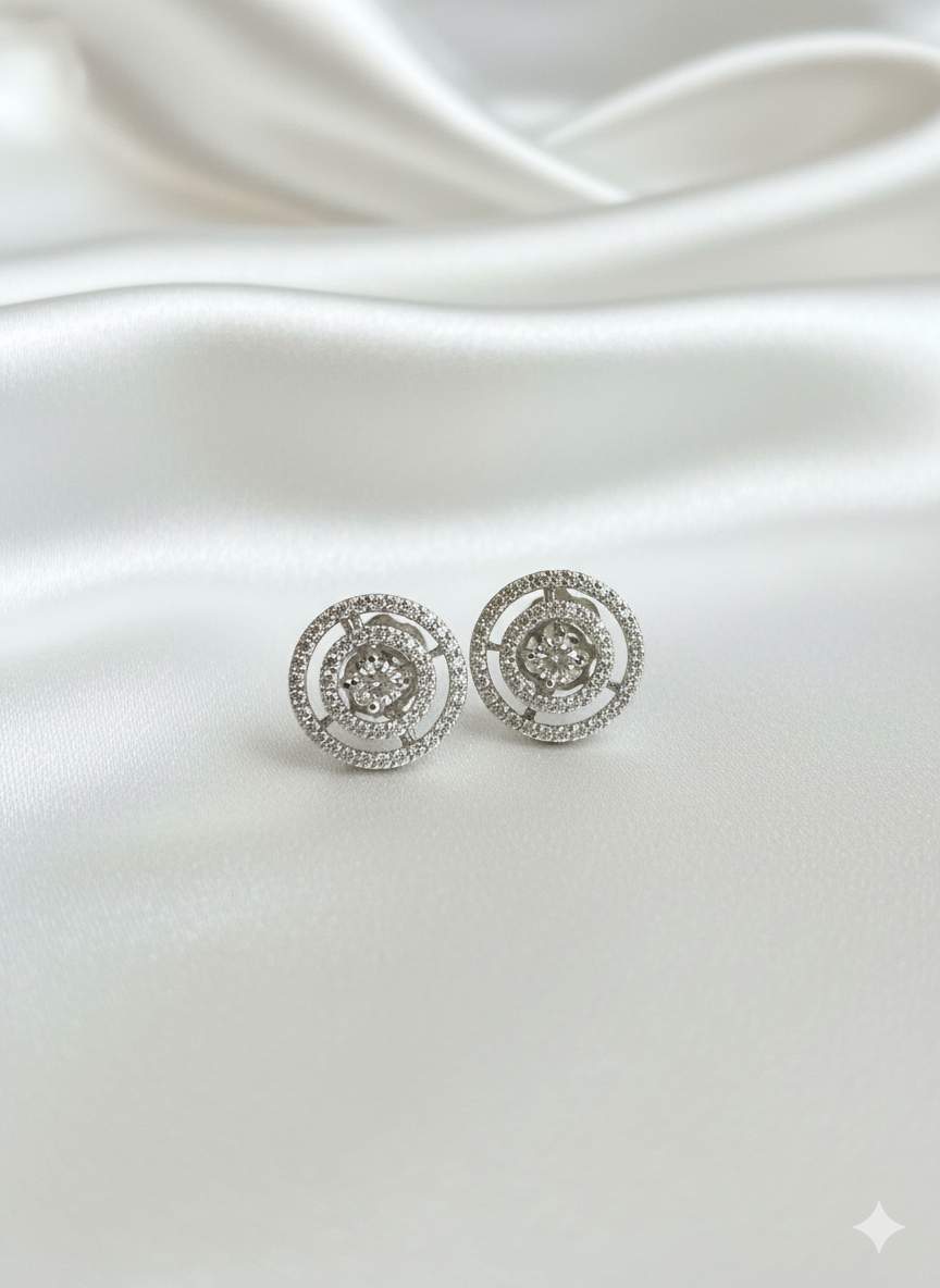 Spiral Halo Cubic Zirconia  Earrings