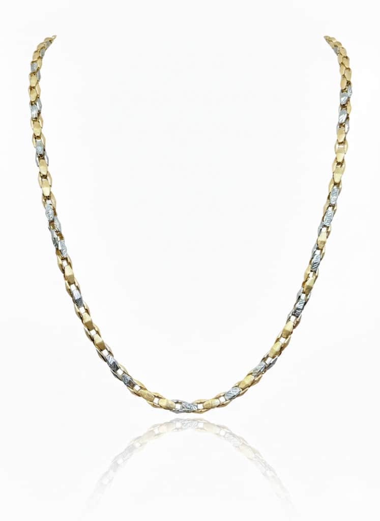 Two-Tone Diamond Cut Link Chain