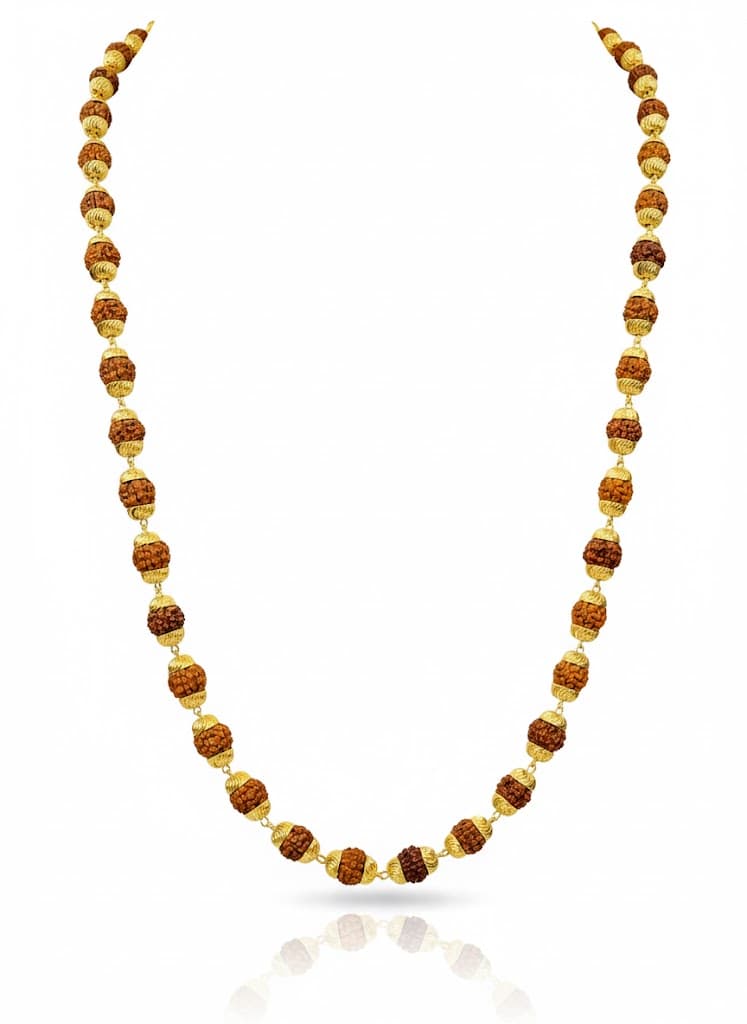 22k Solid Gold Rudraksha Mala Chain For Men And Women