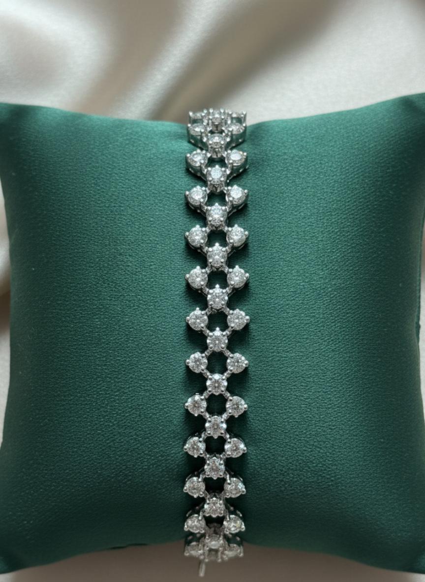 Crisscross Lattice Cubic Zirconia Tennis Bracelet - Image 4