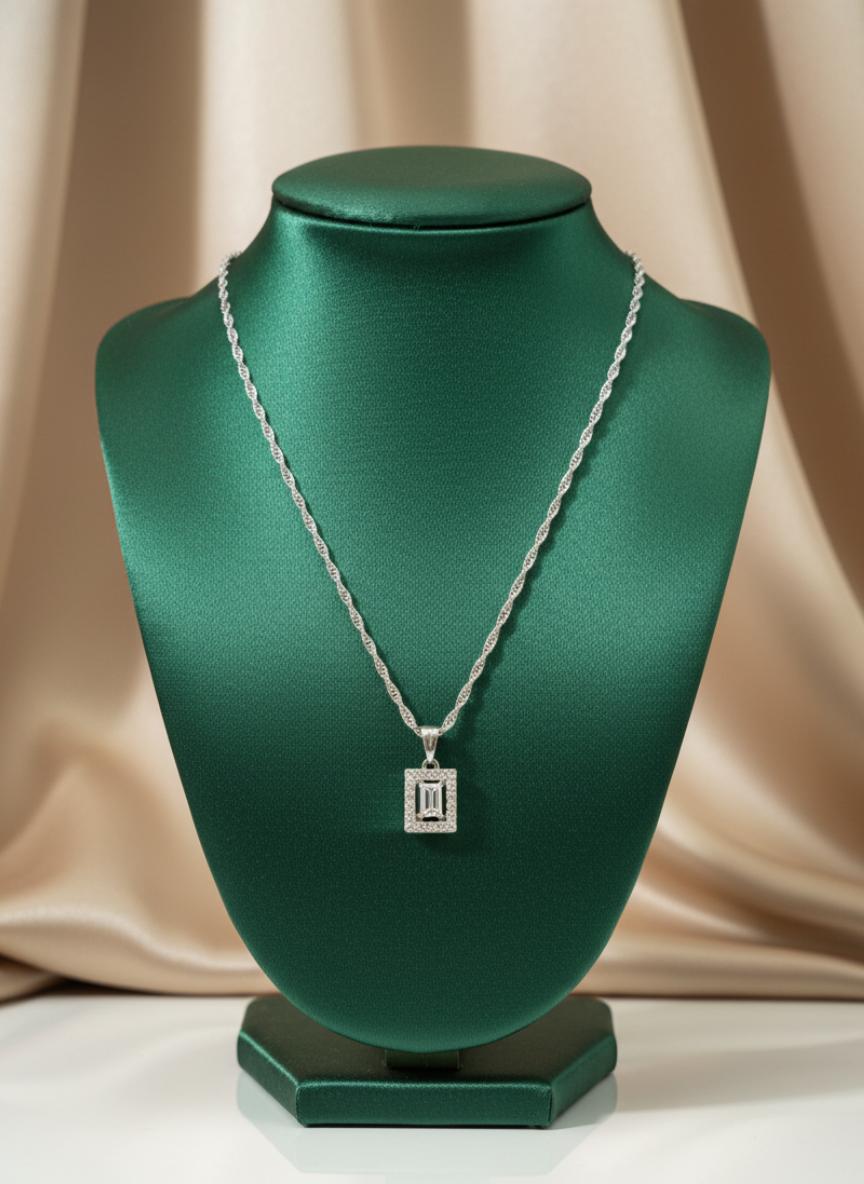 Square Cubic Zirconia Pendant Earrings-Set - Image 3