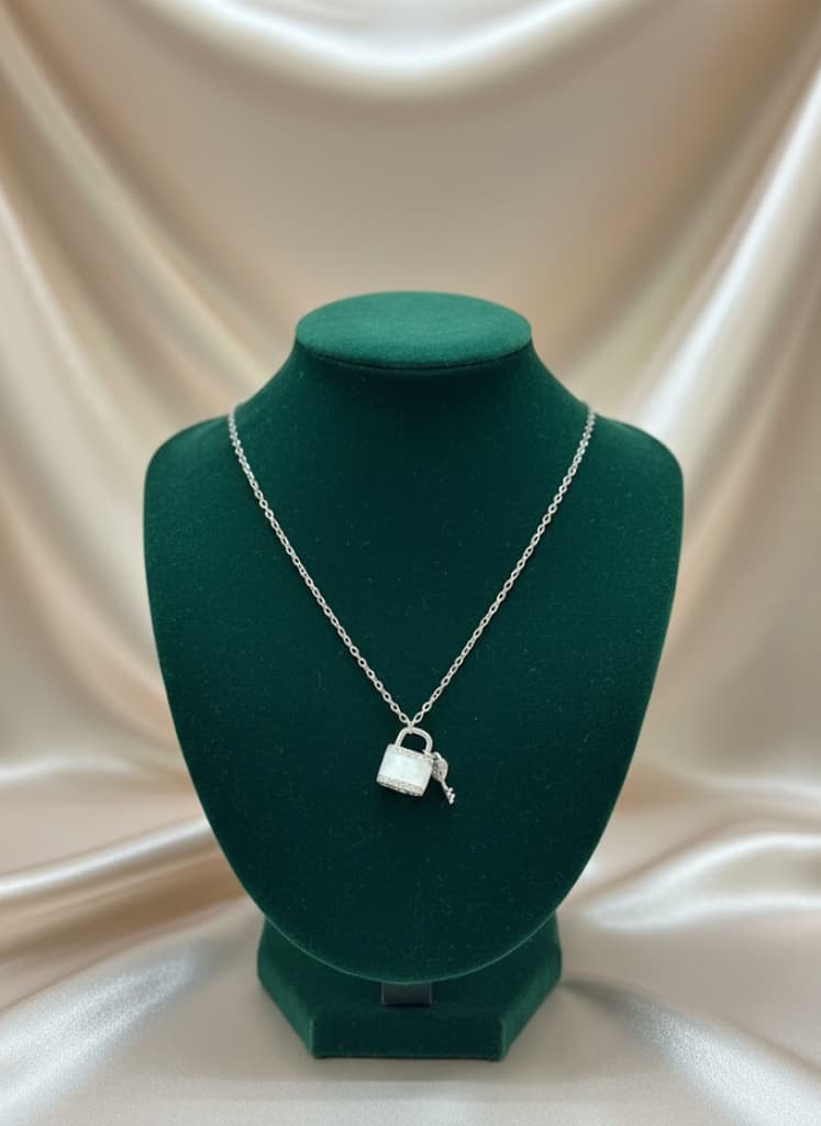 Mother Of Pearl Lock Key Necklace