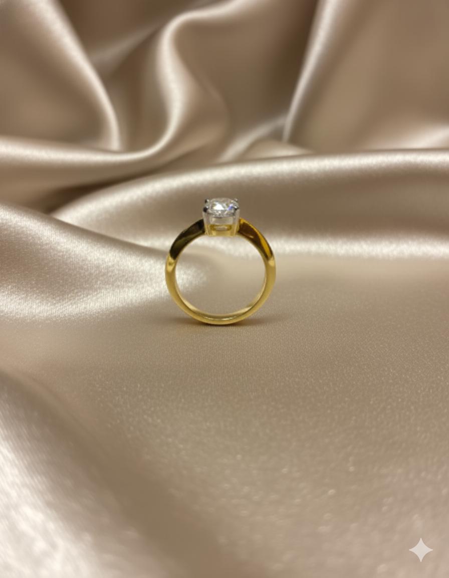 Oval Solitaire Ring With Gold-Tone Finish - Image 2