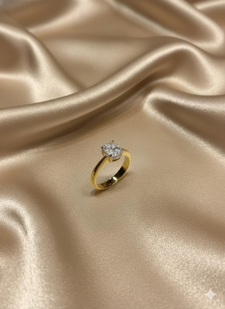 Oval Solitaire Ring With Gold-Tone Finish - Image 4