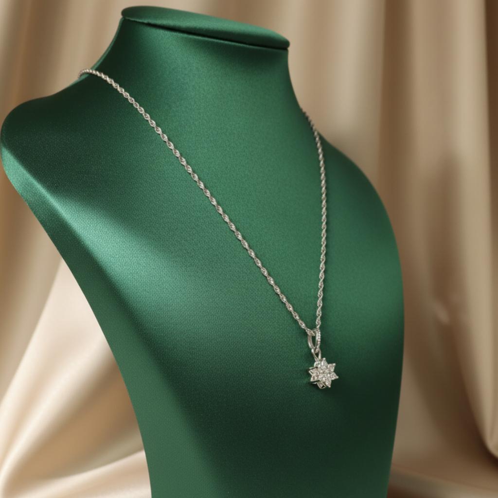 Cubic Zirconia Flower Cluster Pendant - Image 2