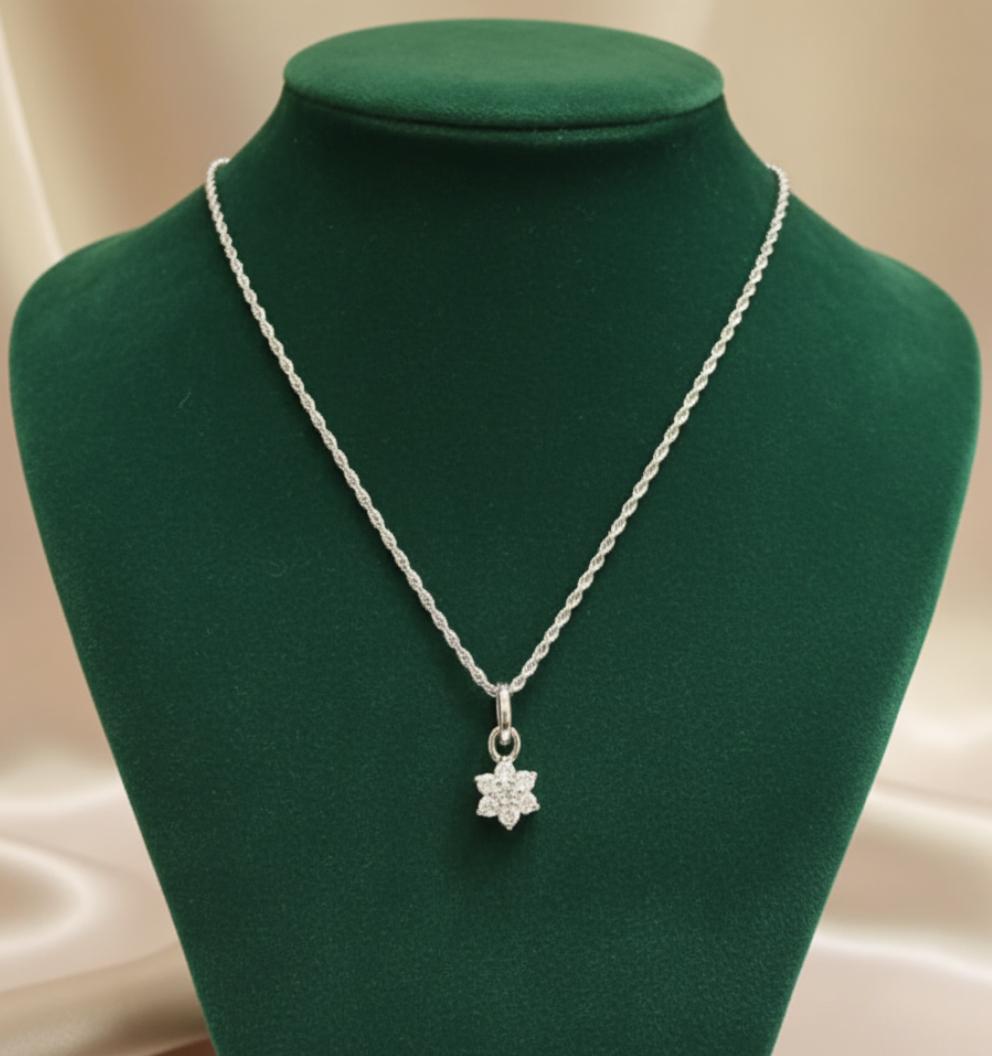 Cubic Zirconia Flower Cluster Pendant - Image 3