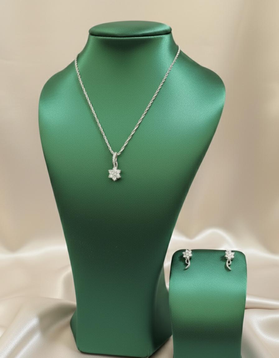 Cubic Zirconia Flower Cluster Pendant