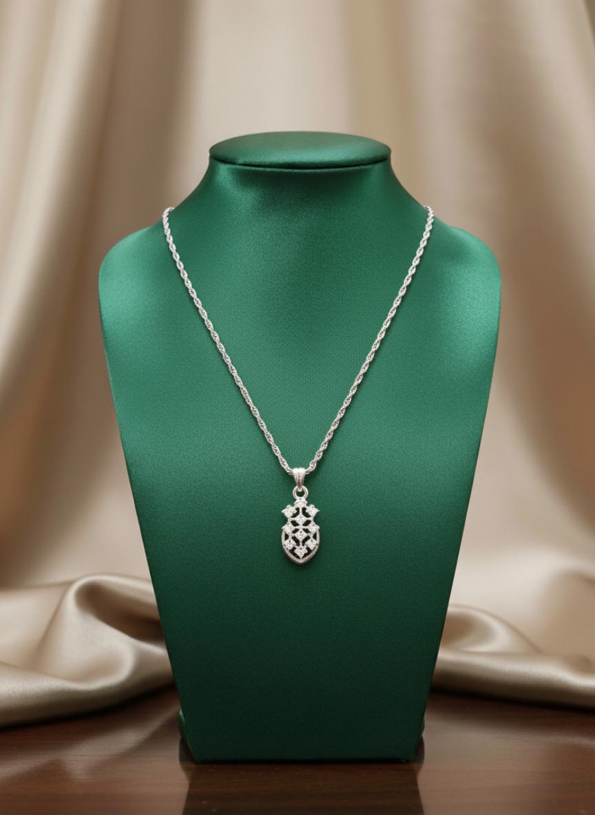 Shield Design Cubic Zirconia Pendant Earring Set  - Image 3