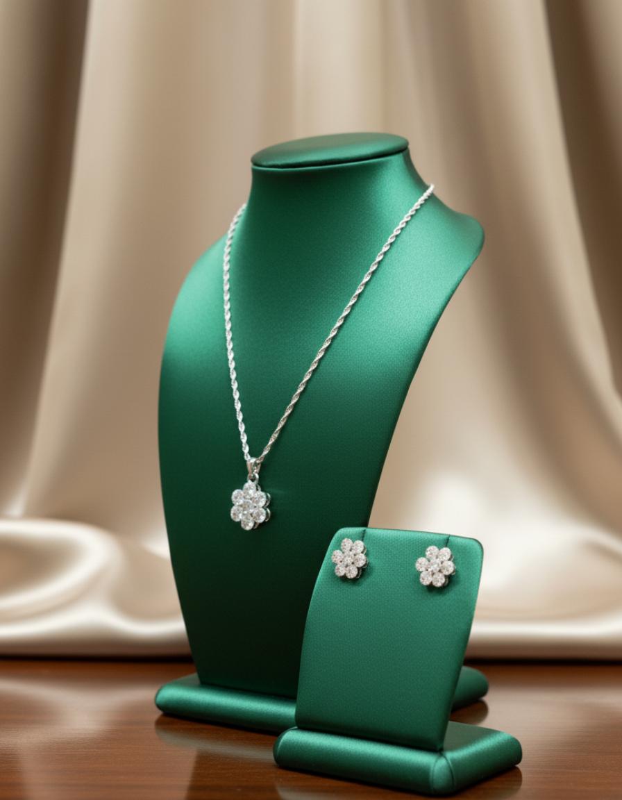  Flower Cubic Zirconia Jewelry Set - Image 2
