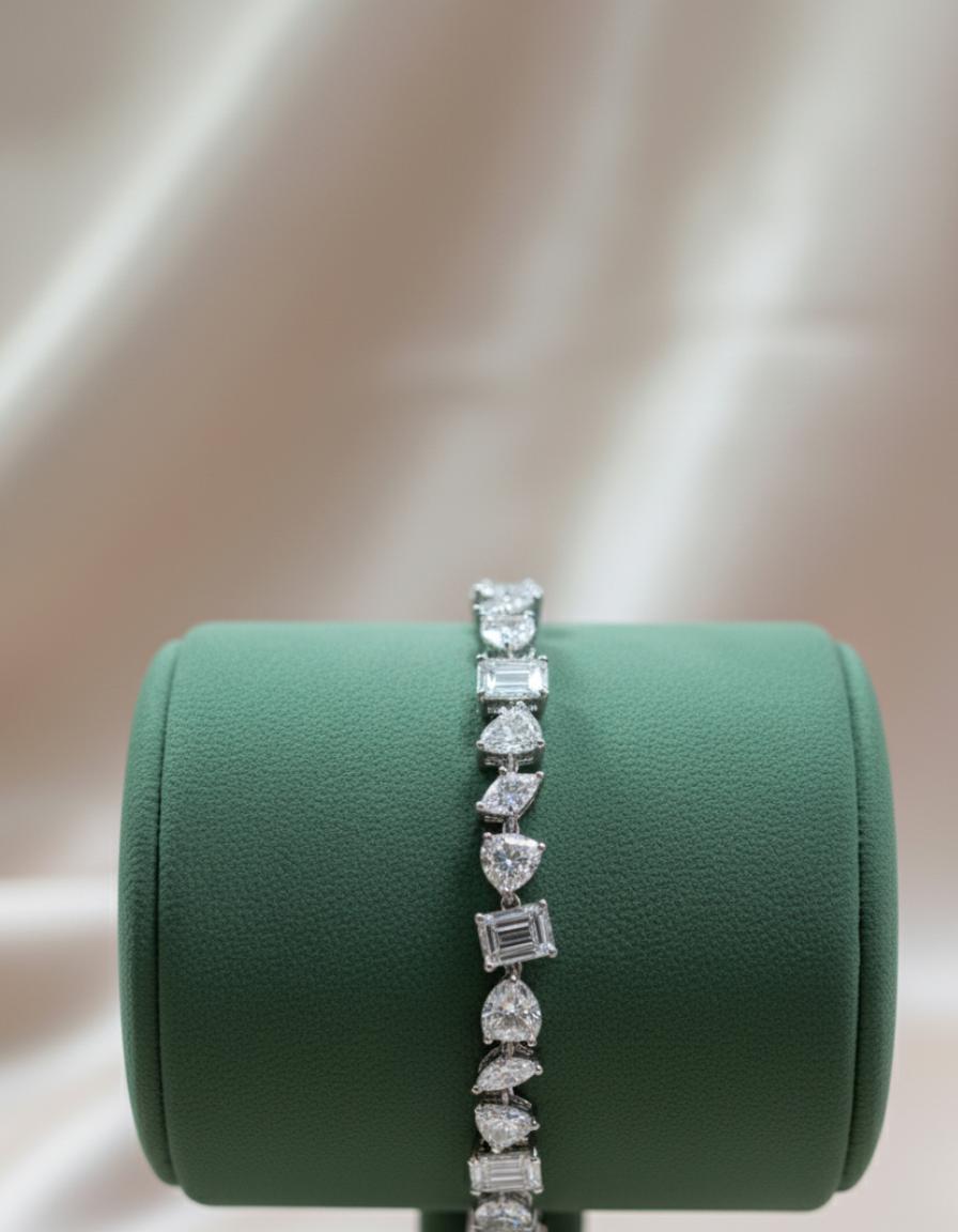 Mixed Cut Cubic Zirconia Tennis Bracelet Multi Shape - Image 3