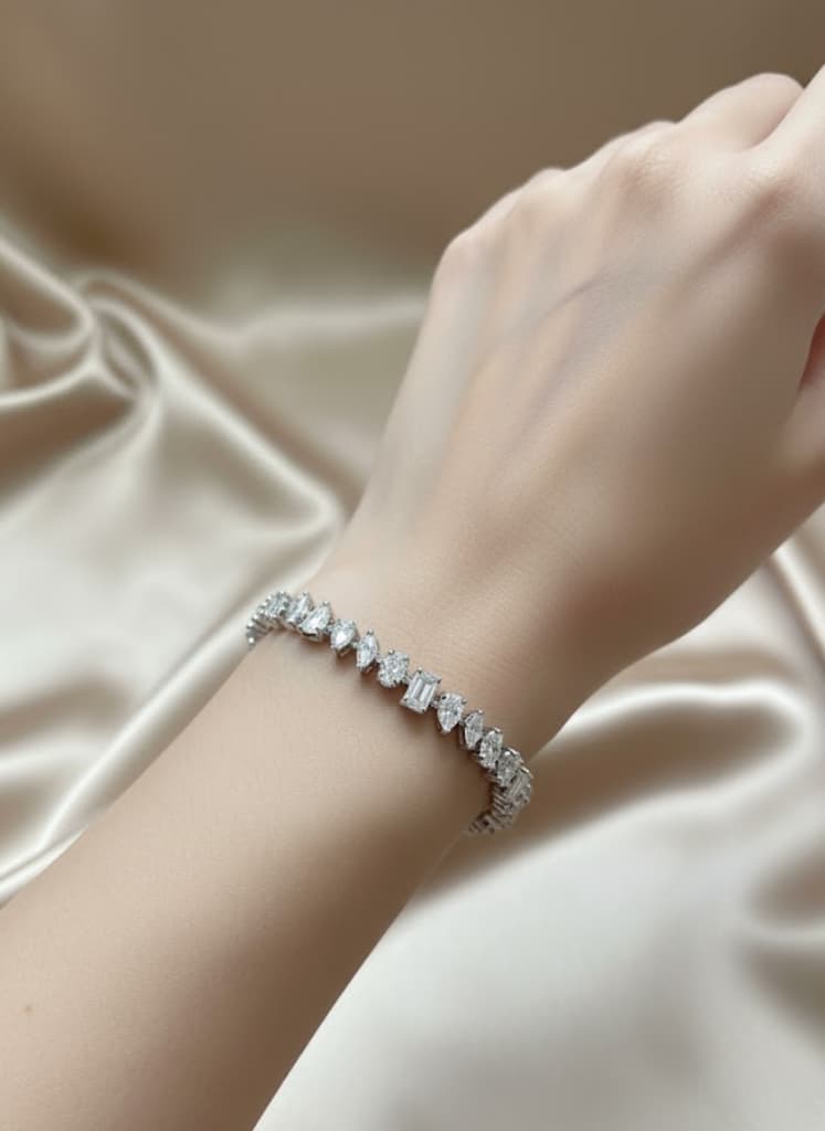 Mixed Cut Cubic Zirconia Tennis Bracelet Multi Shape - Image 4