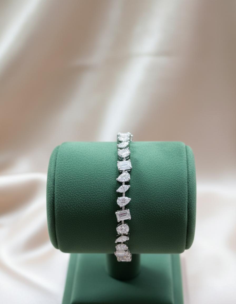 Mixed Cut Cubic Zirconia Tennis Bracelet Multi Shape