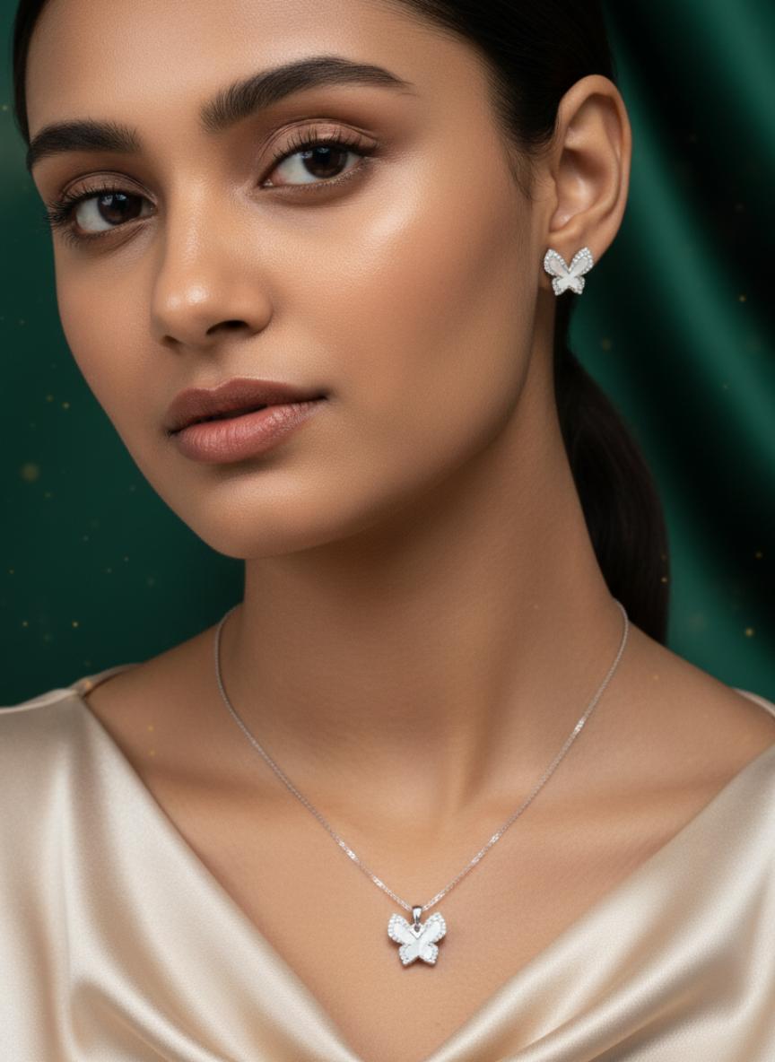 Mother Of Pearl Butterfly Jewelry Set - Image 4
