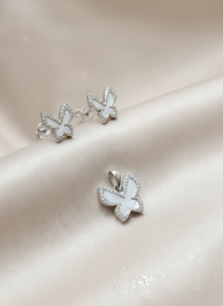 Mother Of Pearl Butterfly Jewelry Set - Image 2