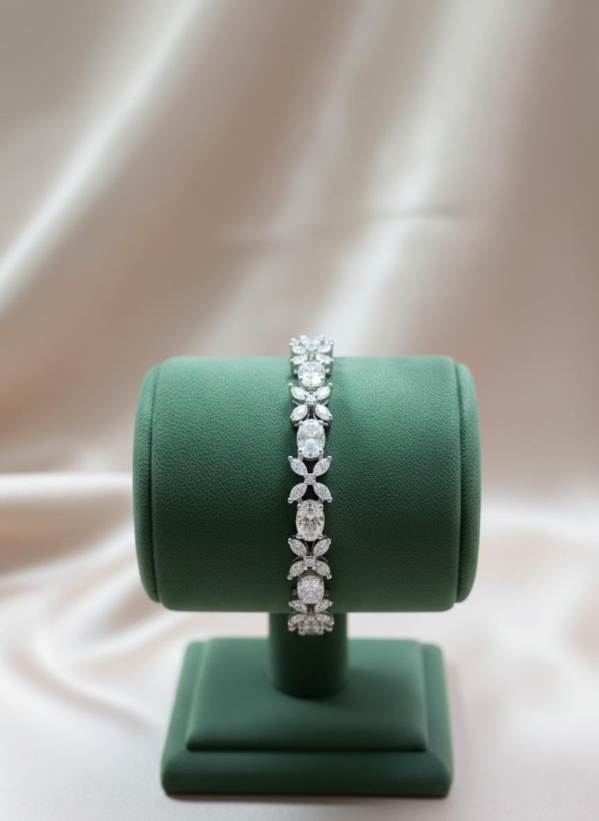 Oval Marquise Cubic Zirconia Linked Bracelet