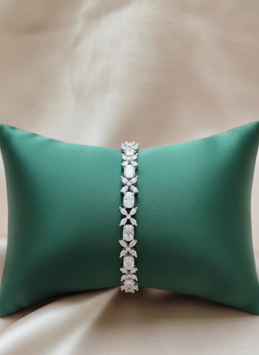 Oval Marquise Cubic Zirconia Linked Bracelet - Image 2