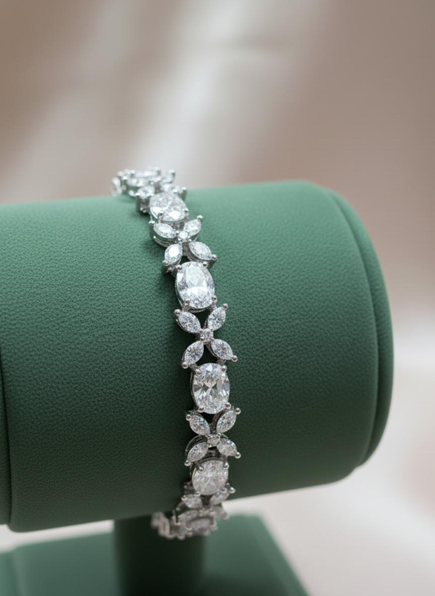 Oval Marquise Cubic Zirconia Linked Bracelet - Image 3