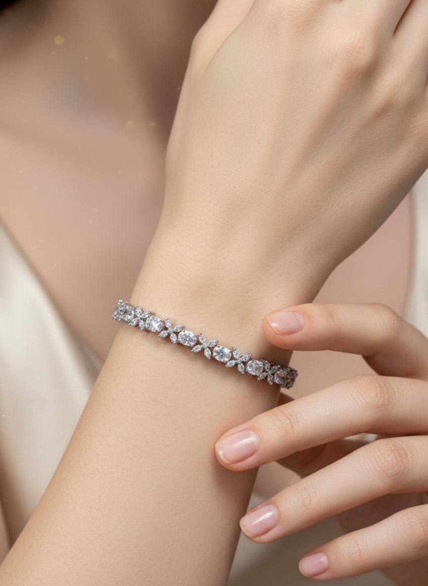 Oval Marquise Cubic Zirconia Linked Bracelet - Image 5
