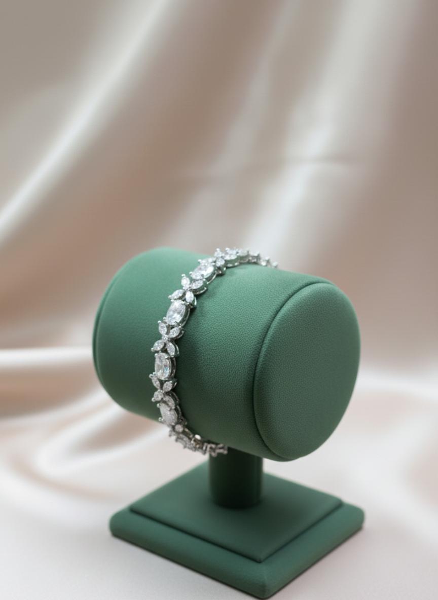 Oval Marquise Cubic Zirconia Linked Bracelet - Image 4