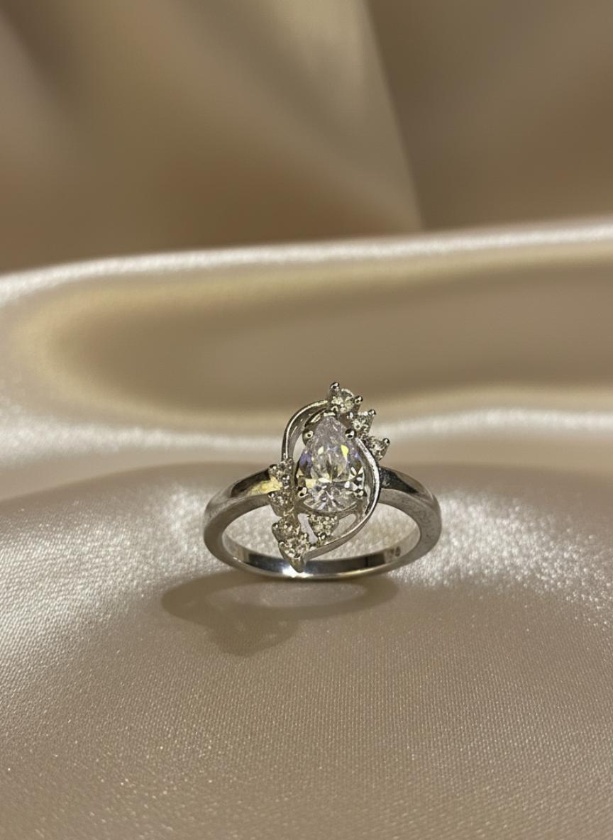 Pear Cut Cubic Zirconia Swirl Ring - Image 2