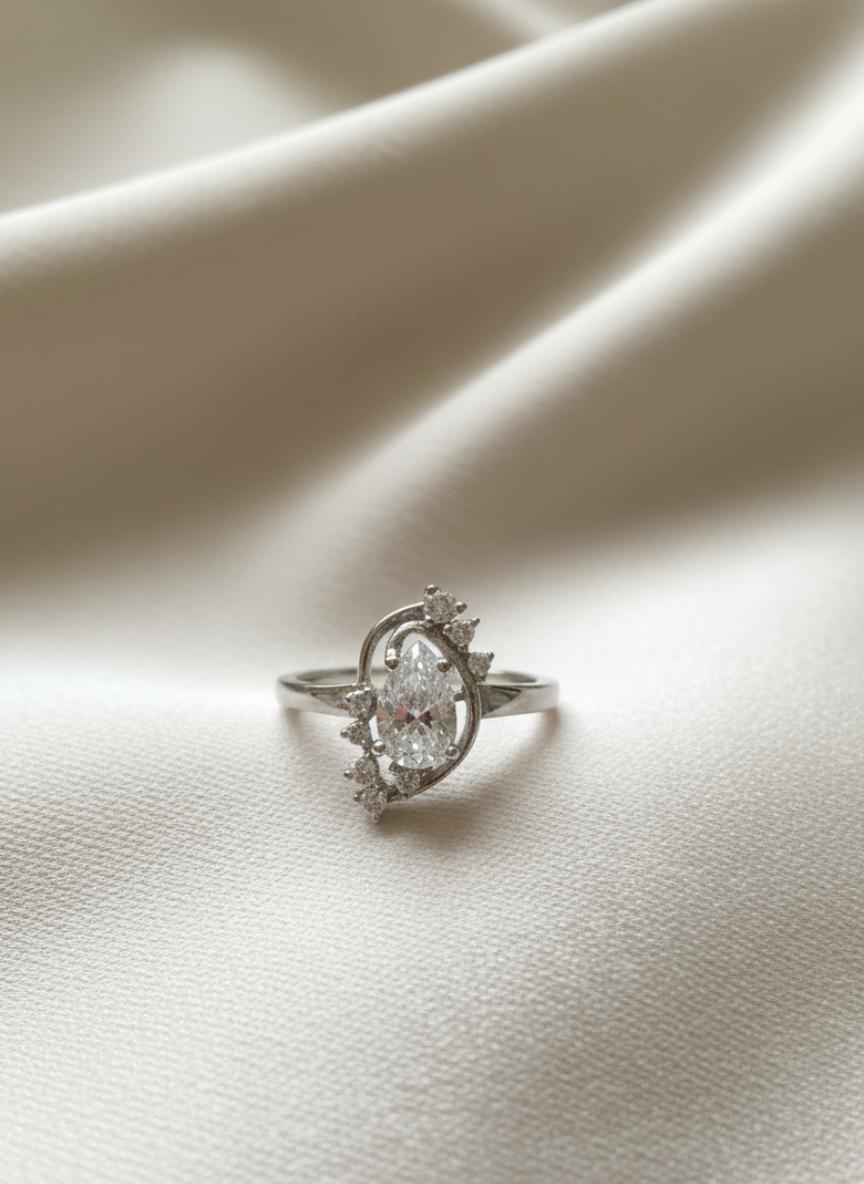Pear Cut Cubic Zirconia Swirl Ring