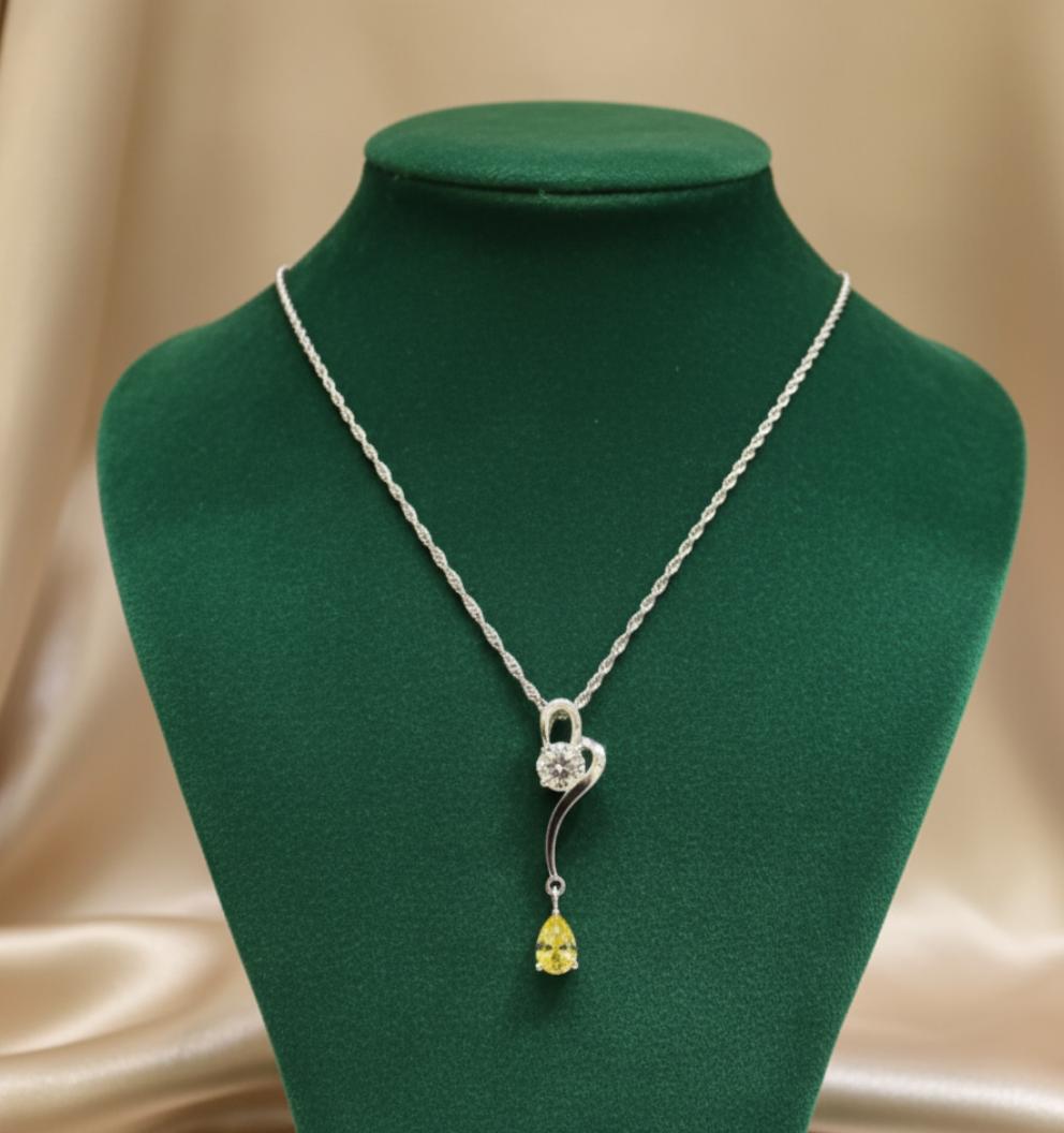 Swirl Curve Yellow Cubic Zirconia Drop Pendant - Image 3