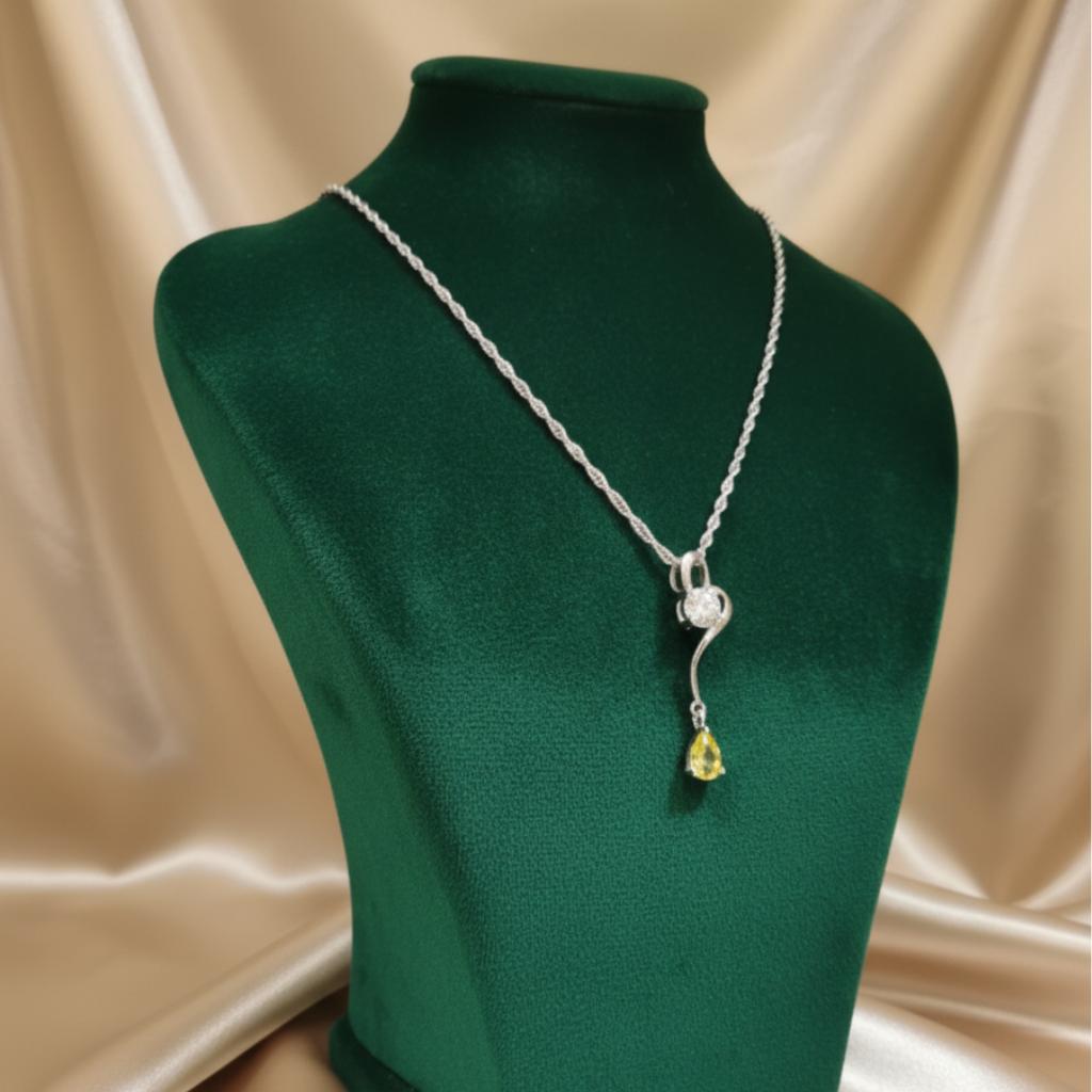 Swirl Curve Yellow Cubic Zirconia Drop Pendant - Image 2