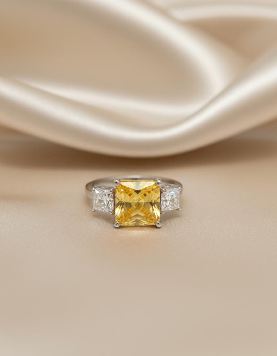 Three-Stone Princess Cut Ring