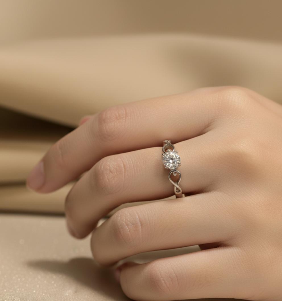 Art Deco Scroll Band Cubic Zirconia Ring - Image 4
