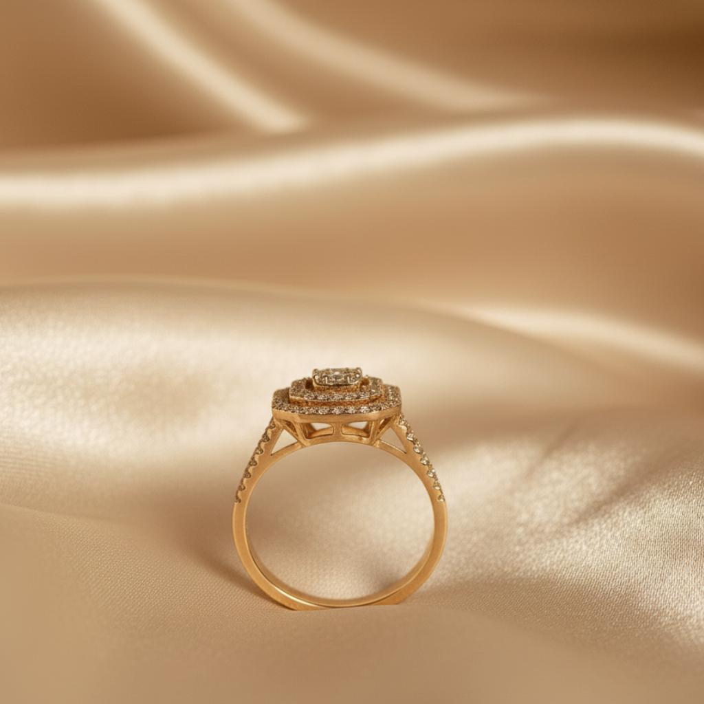 Rectangular Double Halo Diamond Ring - Image 3