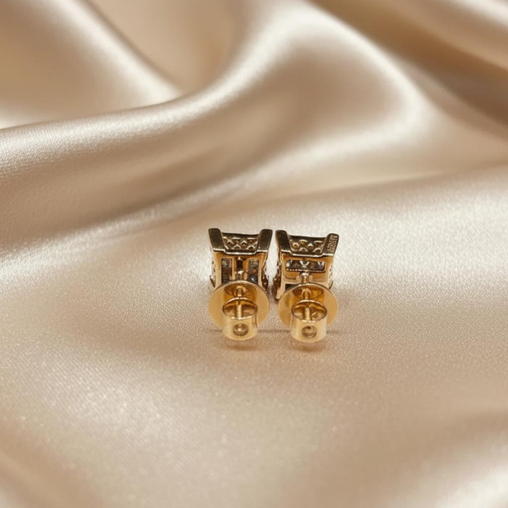 Unisex Princess Cut Diamond Cluster Studs - Image 3