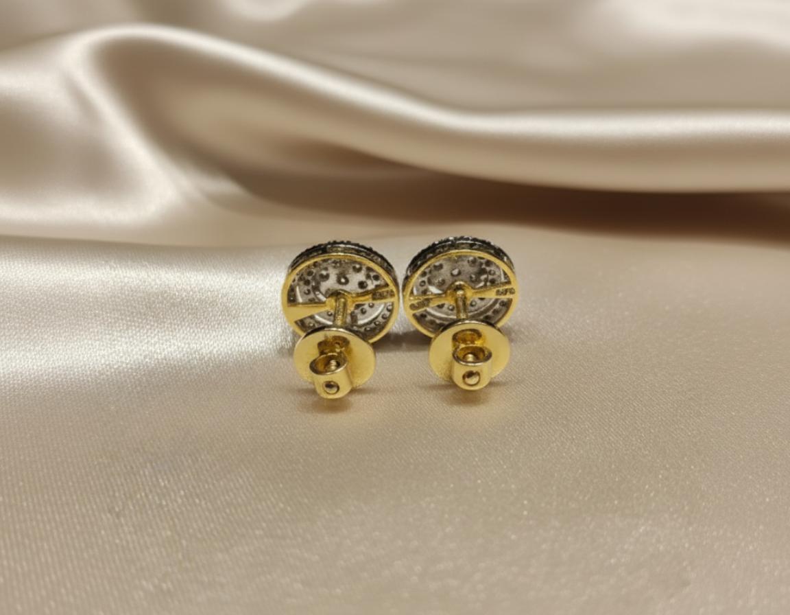 Diamond Halo Stud Earrings In Gold - Image 3