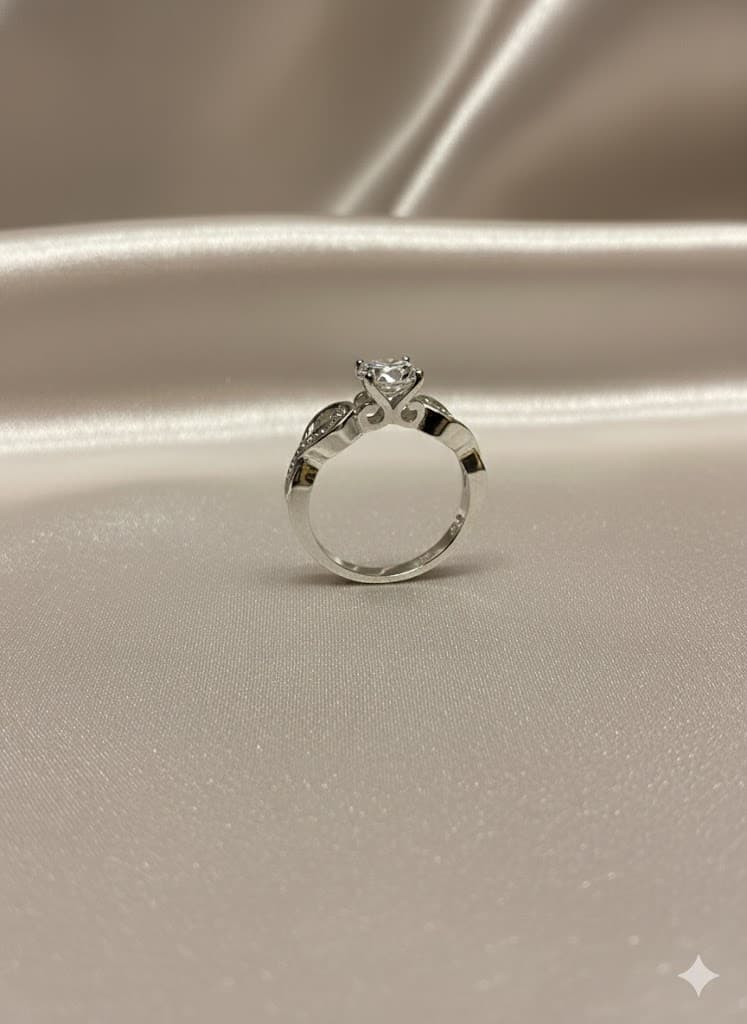 Art Deco Scroll Band Cubic Zirconia Ring - Image 2