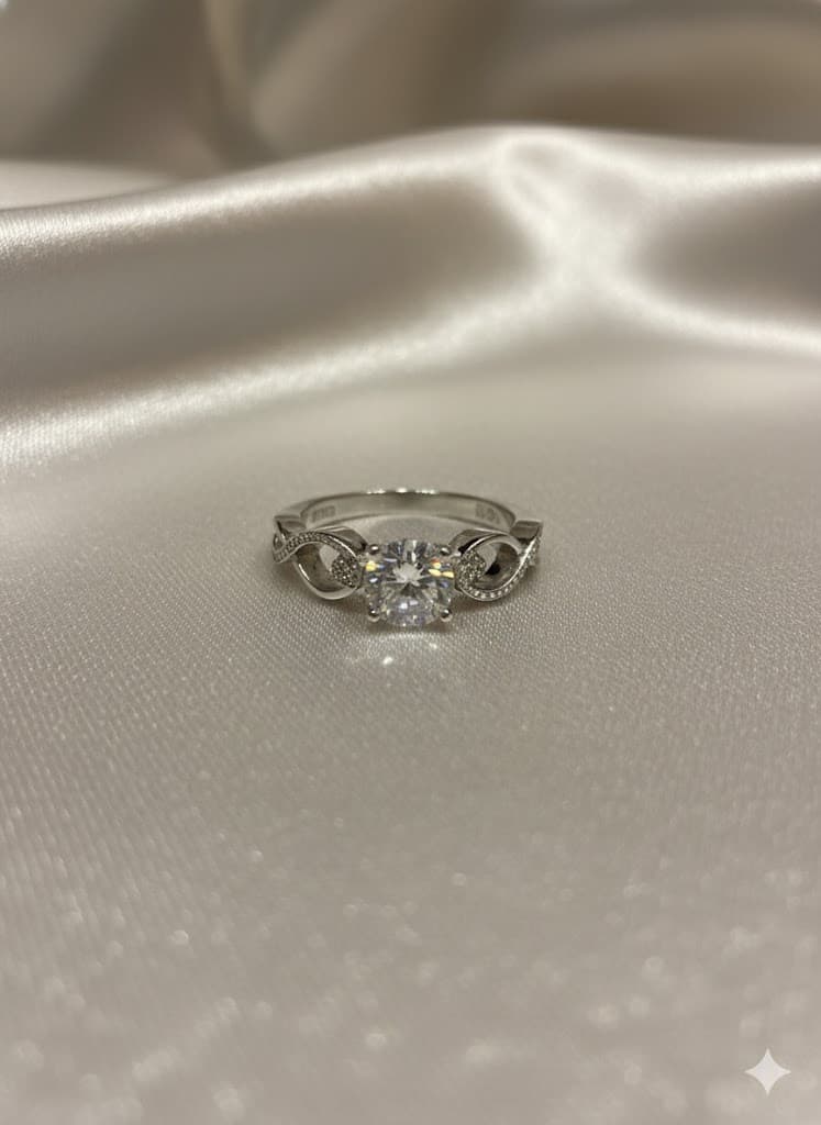 Art Deco Scroll Band Cubic Zirconia Ring