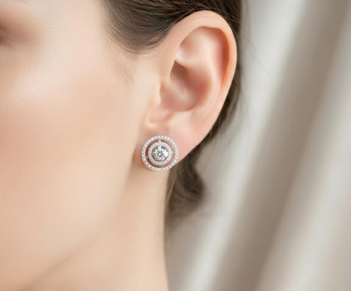 Spiral Halo Cubic Zirconia  Earrings - Image 4