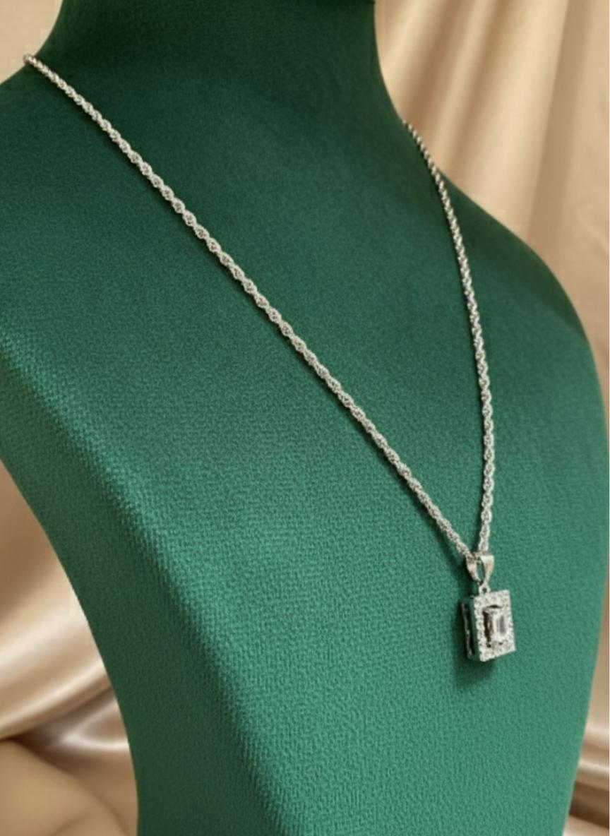 Baguette Cut Cubic Zirconia Pendant - Image 2