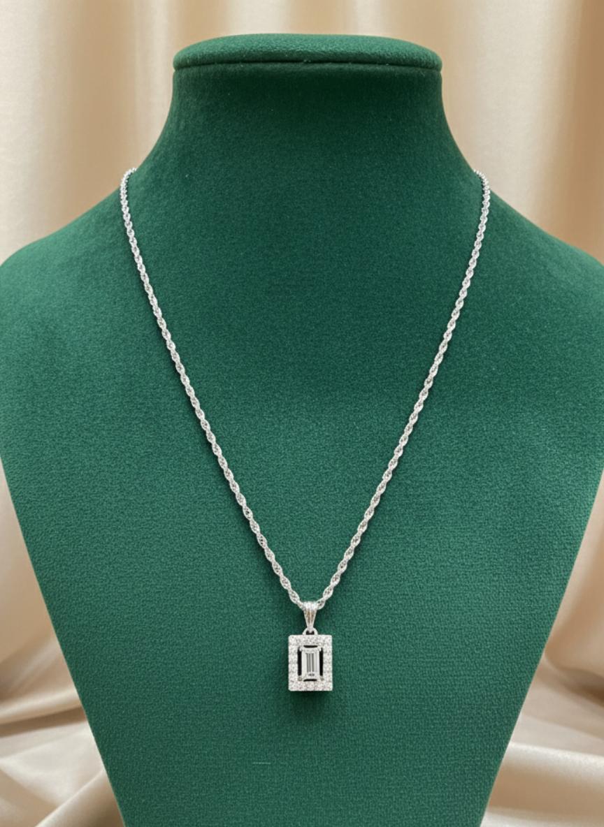 Baguette Cut Cubic Zirconia Pendant - Image 3