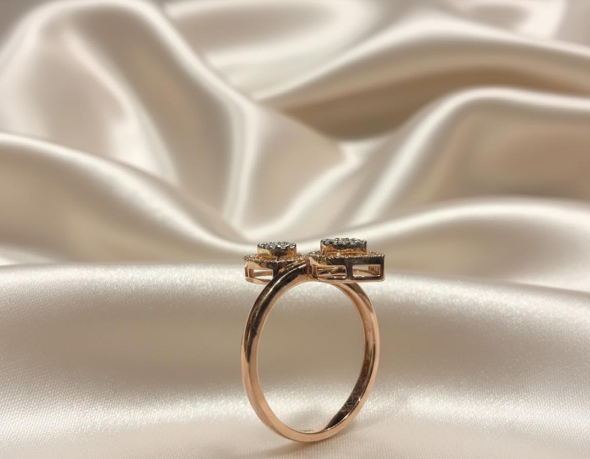 Rose Gold Diamond Bypass Ring - Image 2