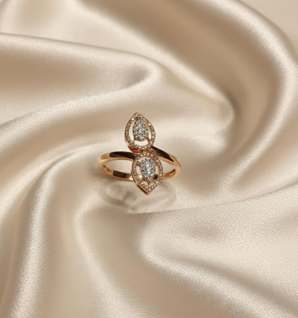 Rose Gold Diamond Bypass Ring - Image 3