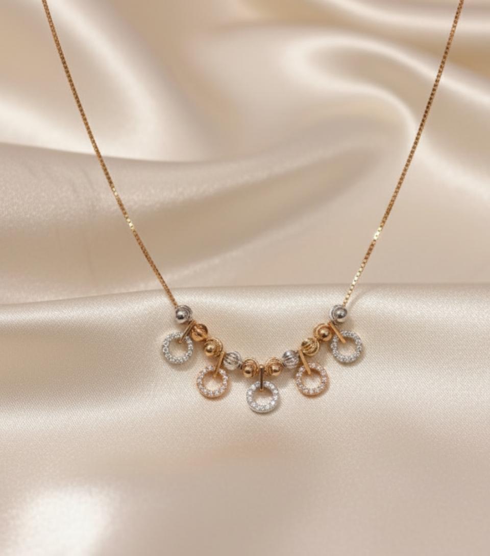 Designer Gold Chain With Crystal Round Charms
