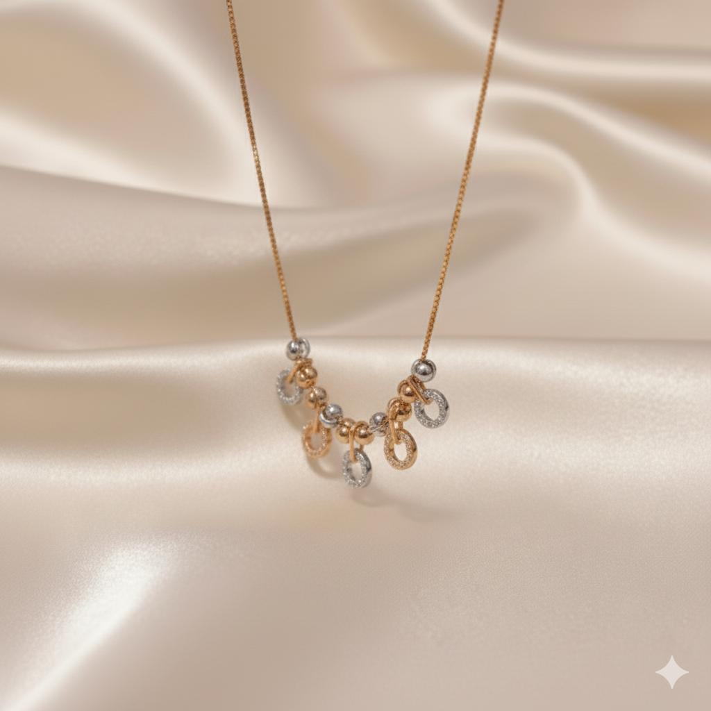 Designer Gold Chain With Crystal Round Charms - Image 2