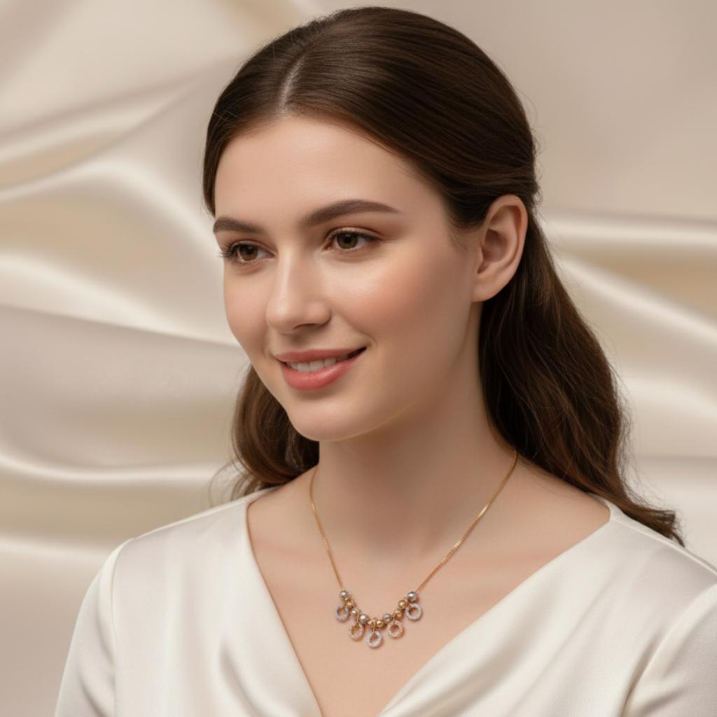 Designer Gold Chain With Crystal Round Charms - Image 4