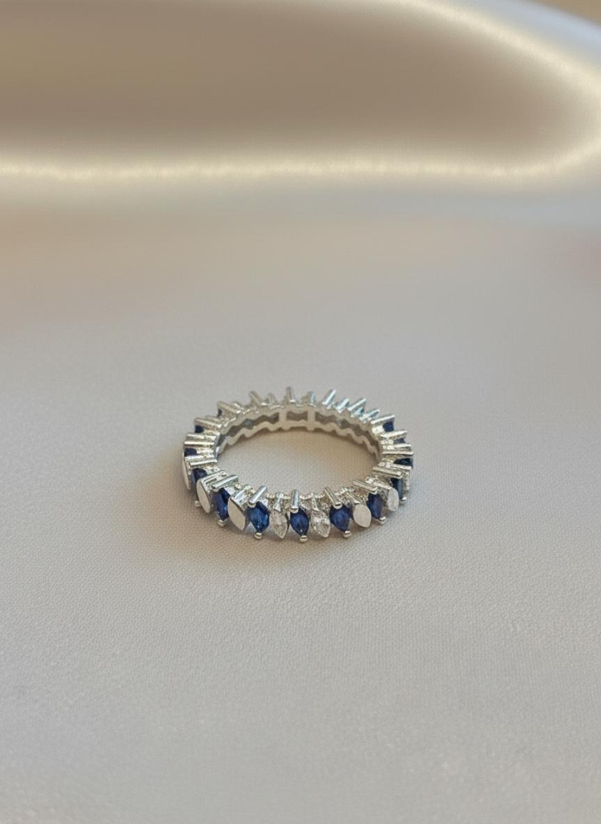 Blue Marquise Eternity Band Ring