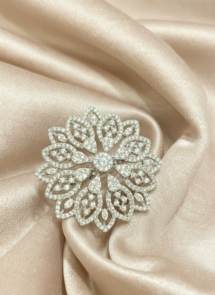 Brilliant Zirconia Snowflake Design Ring