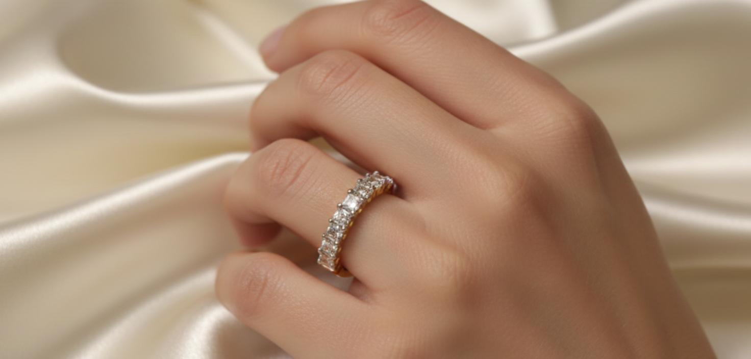 Diamond Half Eternity Band Ring - Image 4