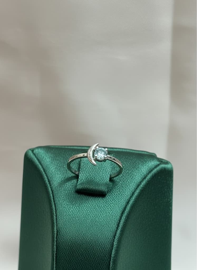 Celestial Solitaire Moon Ring