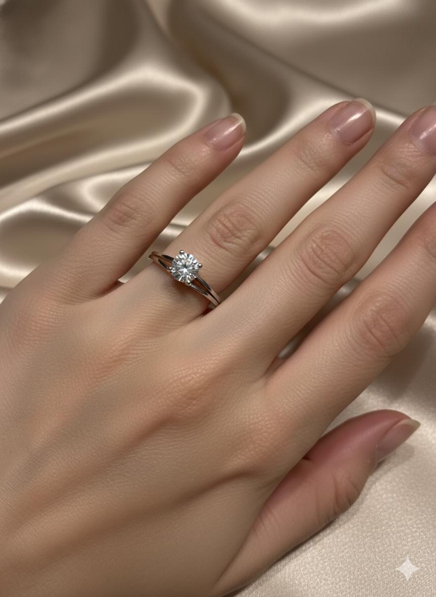Classic Round Cubic Zirconia Solitaire Ring  - Image 4
