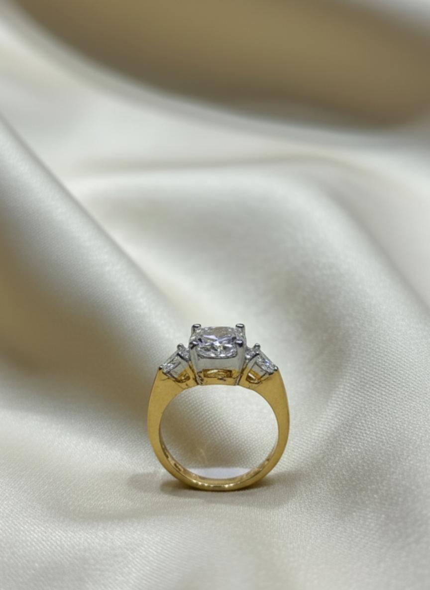 Classic Round Cubic Zirconia Three Stone Silver Ring - Image 3