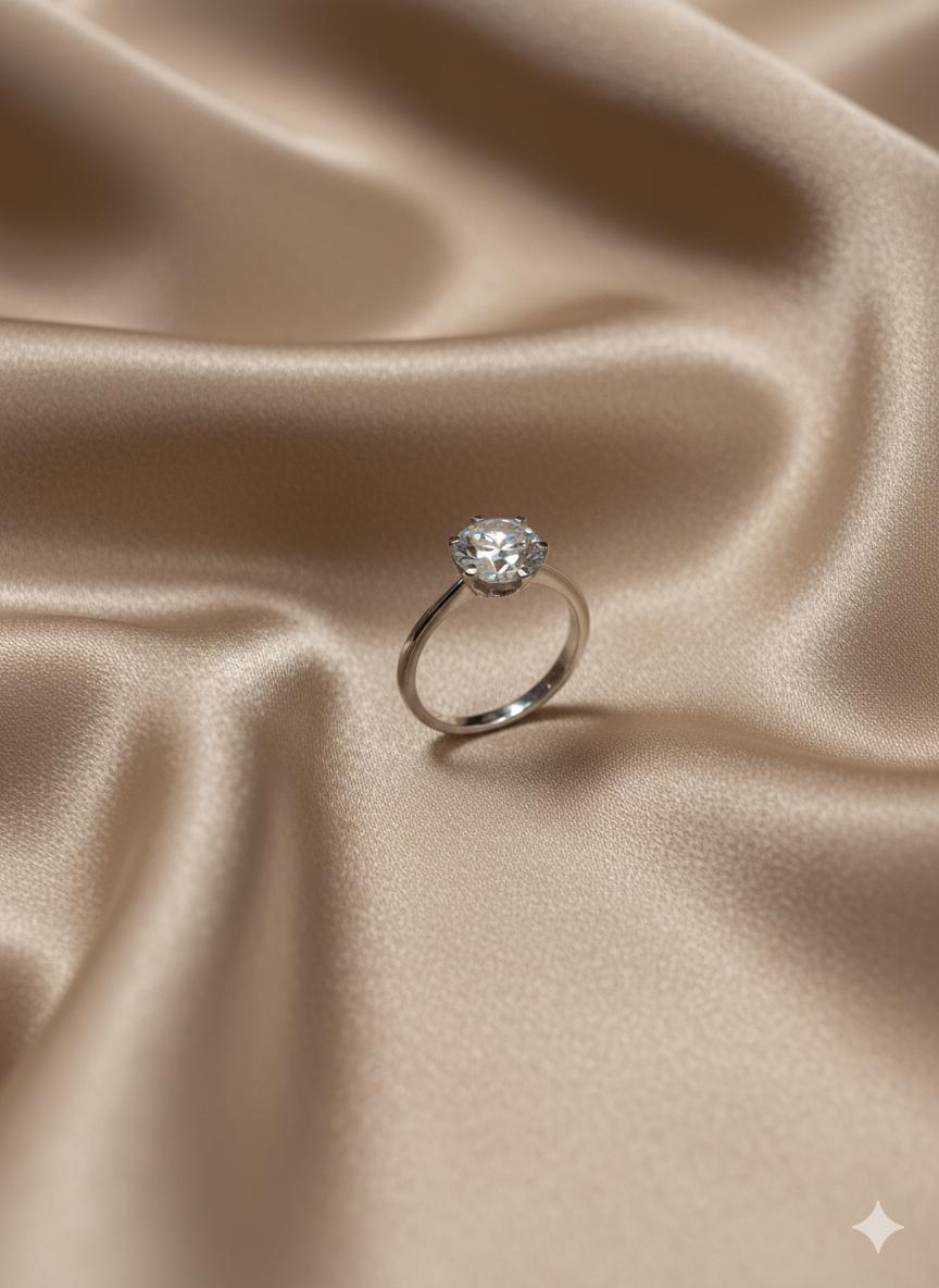 Classic Solitaire Cubic Zirconia  Ring - Image 3
